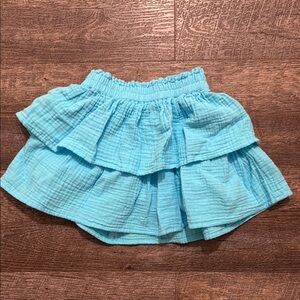 Crewcuts 100% Cotton Double Ruffle Skirt in “Water Park” Blue